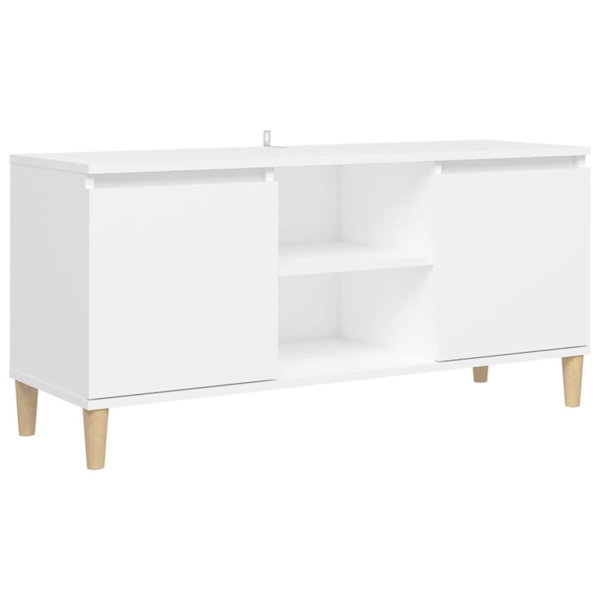 vidaXL Szafka TV z drewnianymi nóżkami, biała, 103,5x35x50 cm
