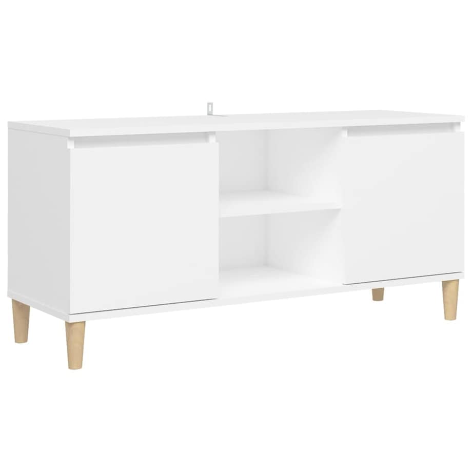 vidaXL Szafka TV z drewnianymi nóżkami, biała, 103,5x35x50 cm