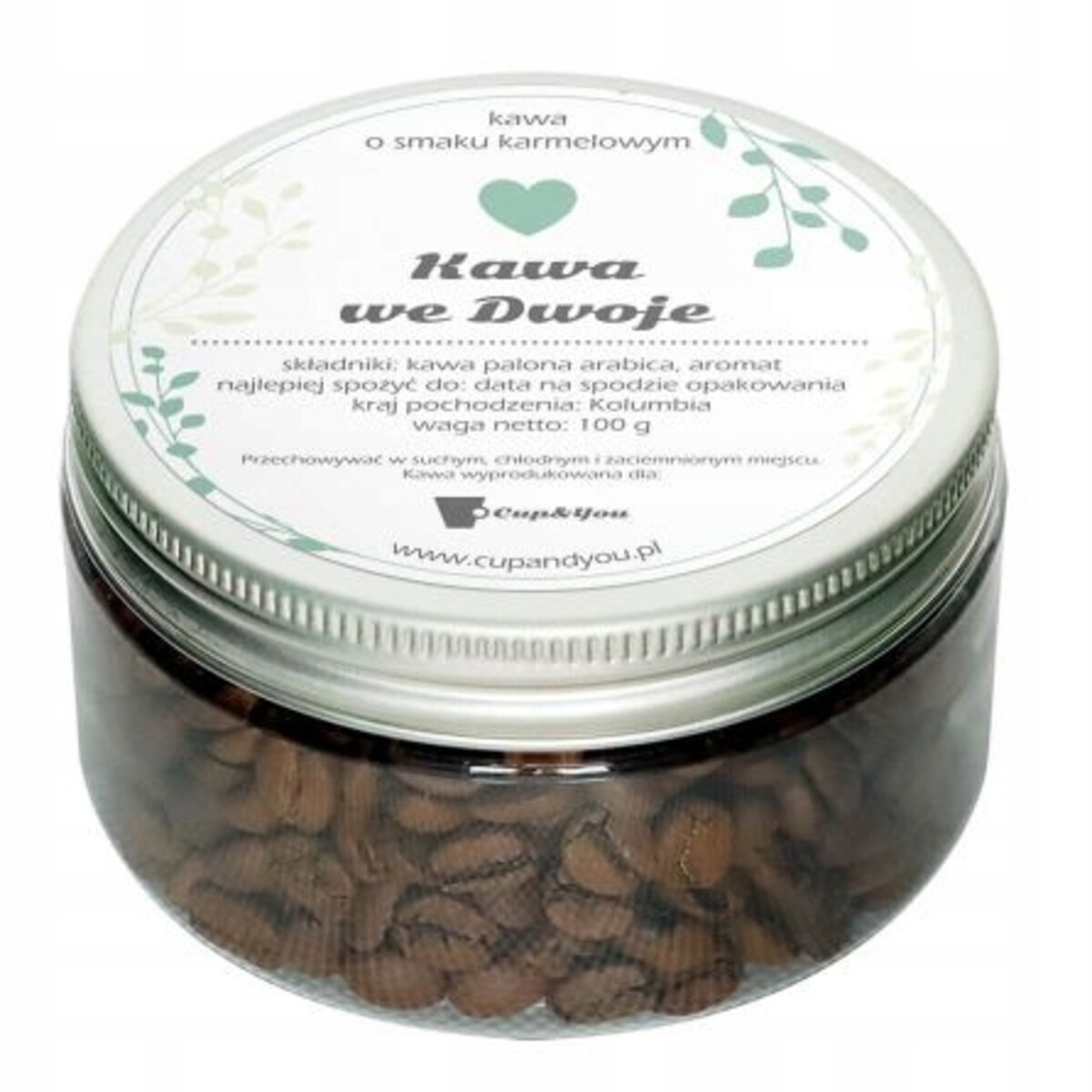 Kawa aromatyzowana WE DWOJE karmelowa ziarnista podarunek dla młodej pary