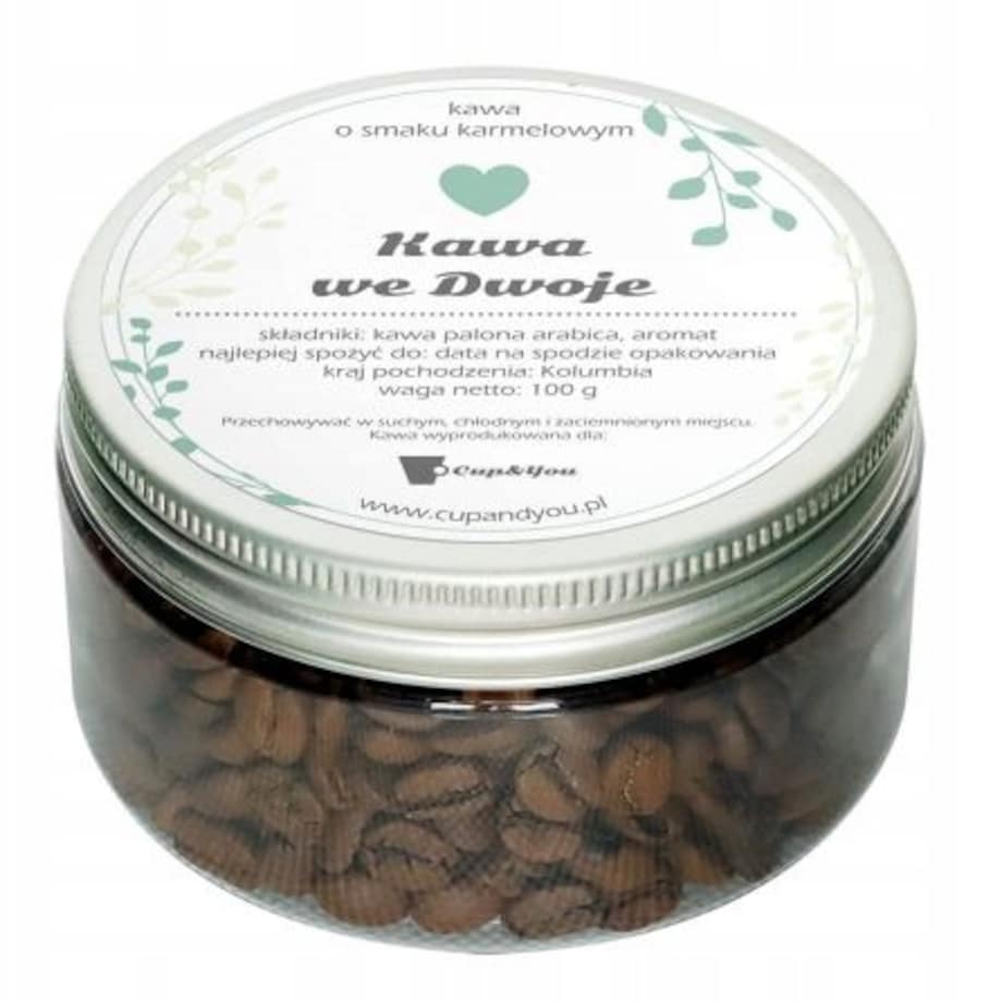 Kawa aromatyzowana WE DWOJE karmelowa ziarnista podarunek dla młodej pary
