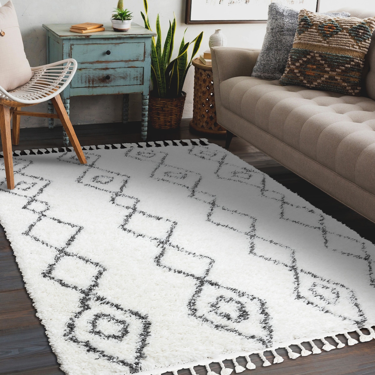 Dywan UNION 3374 Romby, łańcuch krem / 140x190 cm