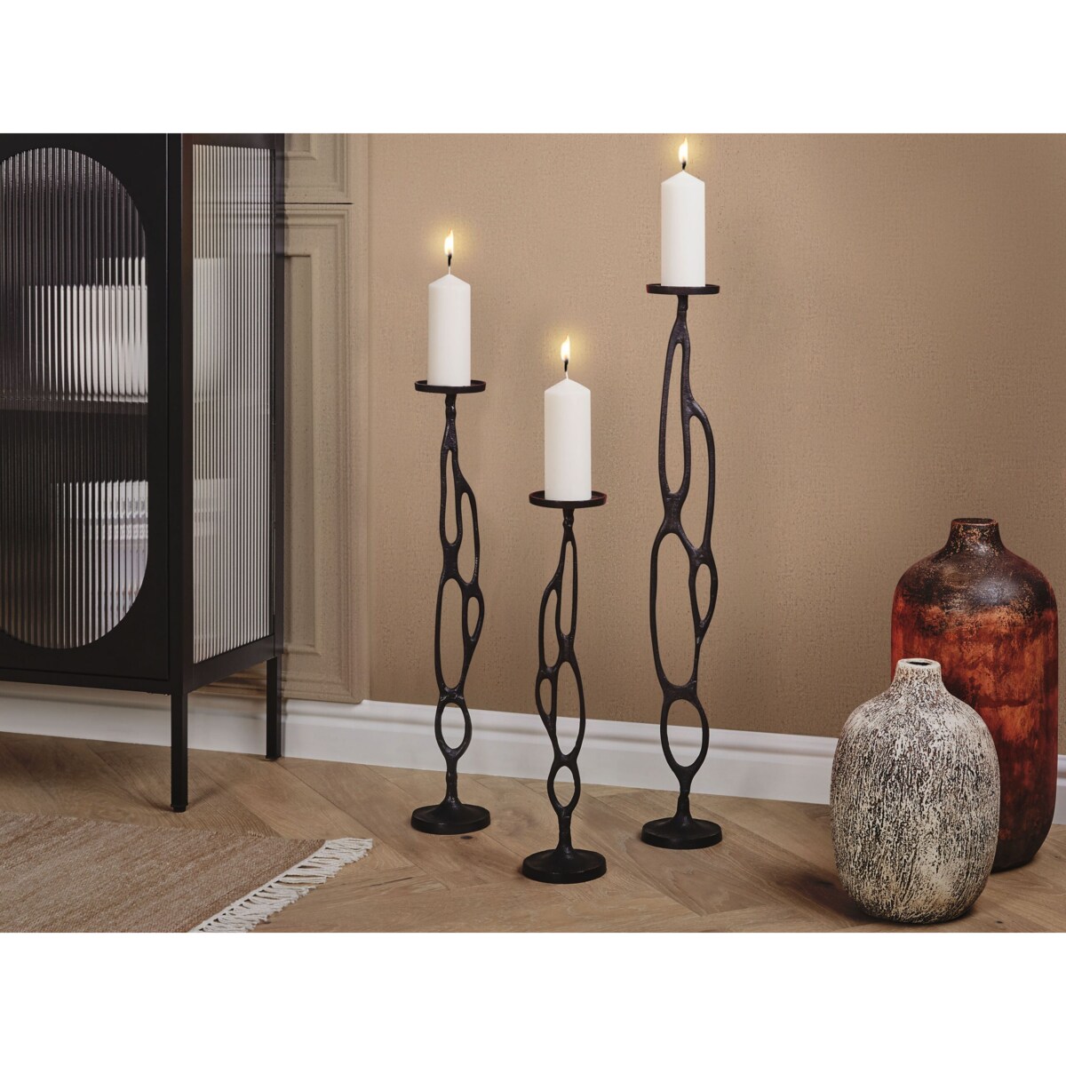 Zestaw 3 świeczników czarny BUNI