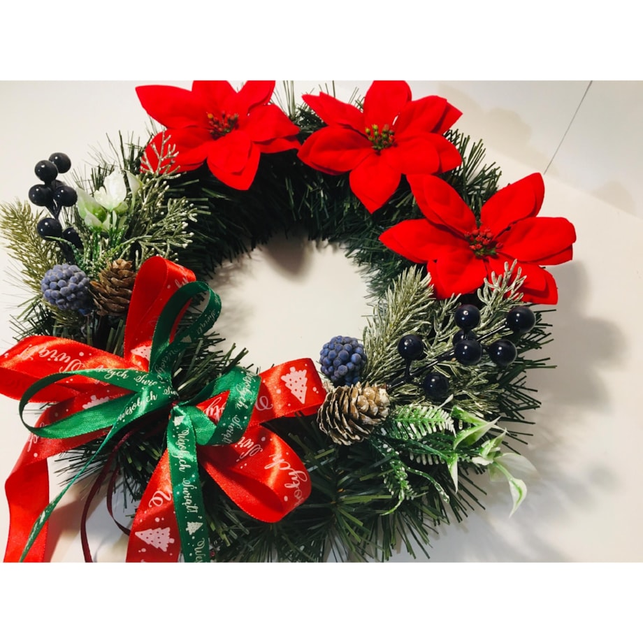 WIANEK sztuczny gotowy udekorowany świąteczny na drzwi okno stroik 30cm