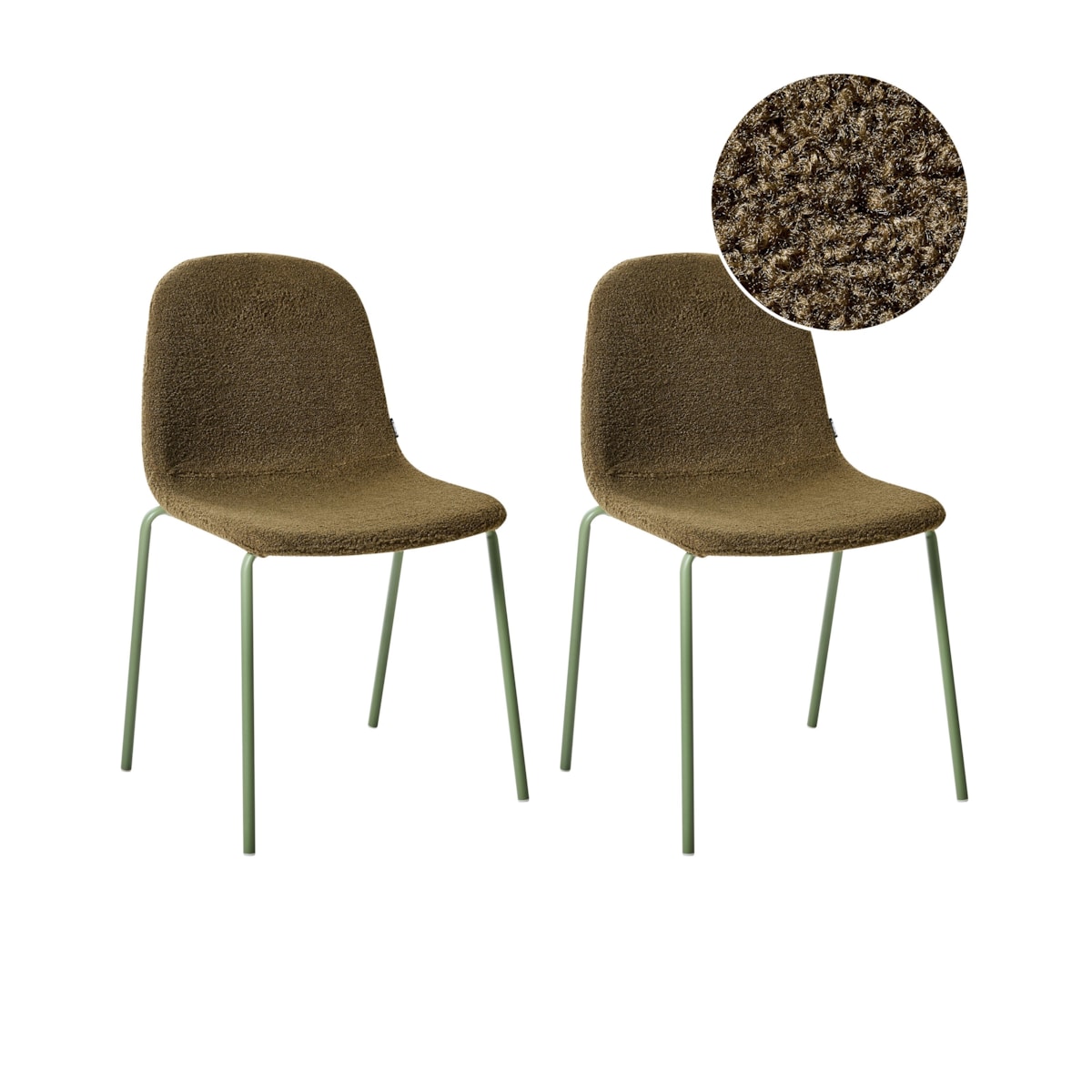 Zestaw 2 krzeseł konferencyjnych LOMA Boucle Zielony