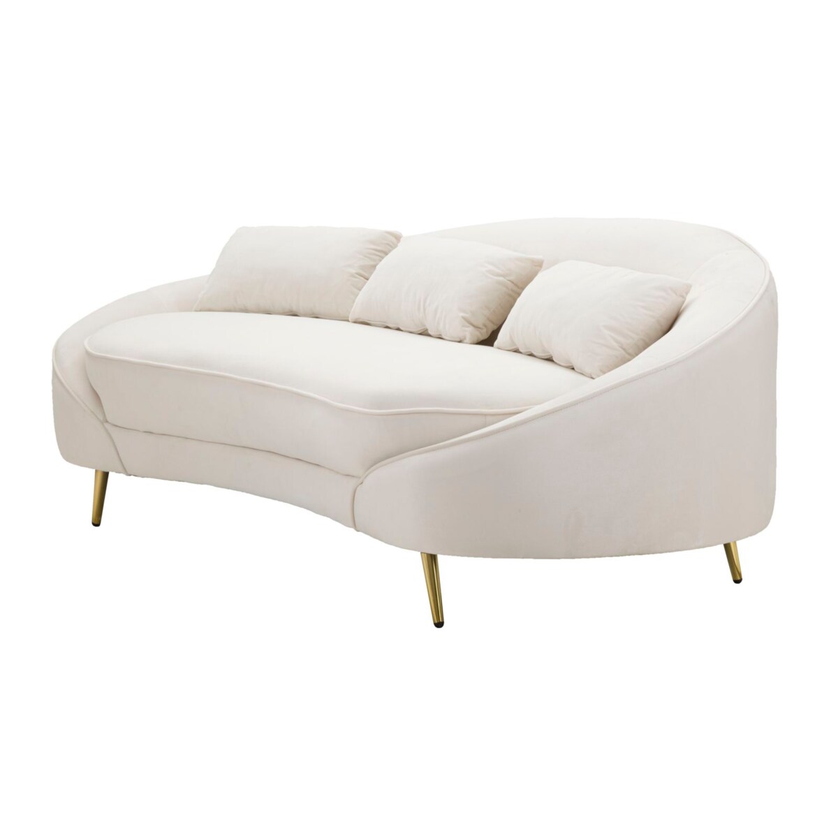 Sofa Oslo, kolor kremowy i złoty, poliester, drewno eukaliptusowe i metal, 185 x 84 x 68 cm, do salonu, Mauro Ferretti