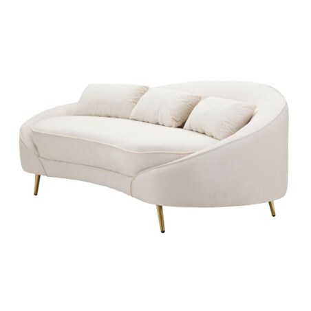 Sofa Oslo, kolor kremowy i złoty, poliester, drewno eukaliptusowe i metal, 185 x 84 x 68 cm, do salonu, Mauro Ferretti