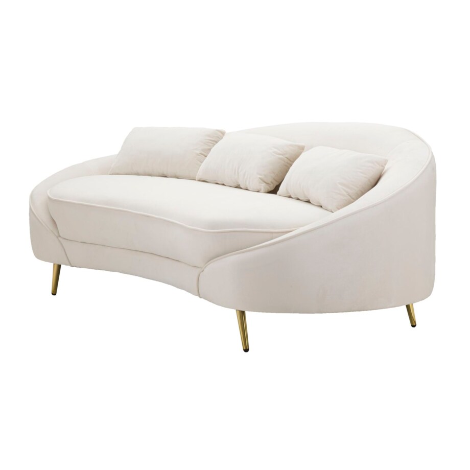 Sofa Oslo, kolor kremowy i złoty, poliester, drewno eukaliptusowe i metal, 185 x 84 x 68 cm, do salonu, Mauro Ferretti