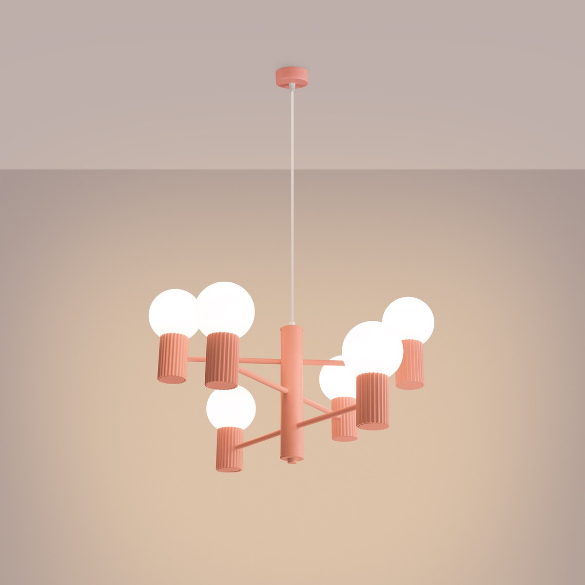 Żyrandol HALO 6 brzoskwiniowy