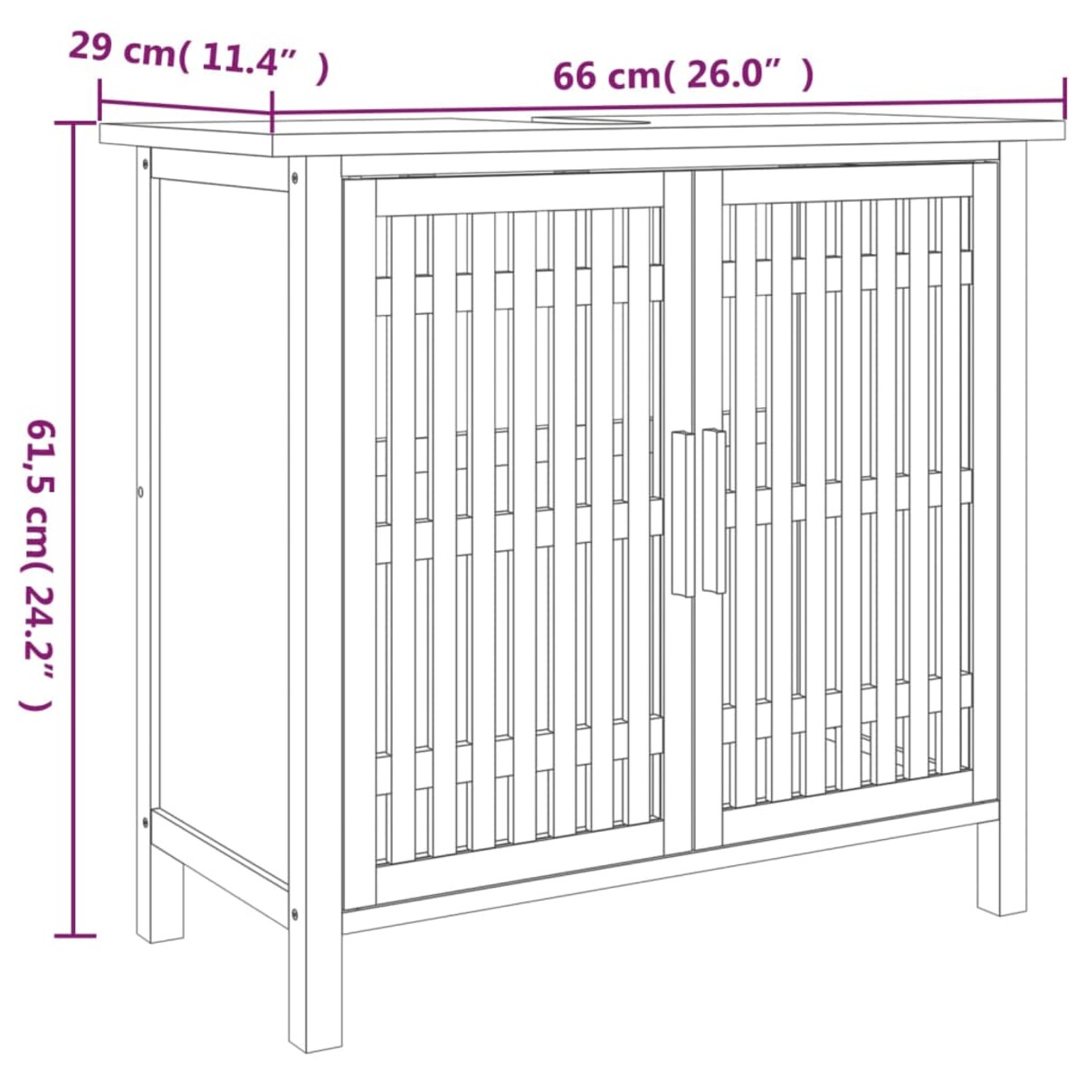 vidaXL Szafka pod umywalkę, 66x29x61,5 cm, drewno z orzecha włoskiego