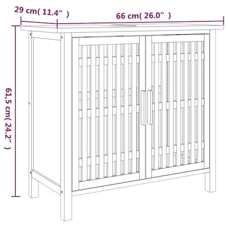 vidaXL Szafka pod umywalkę, 66x29x61,5 cm, drewno z orzecha włoskiego