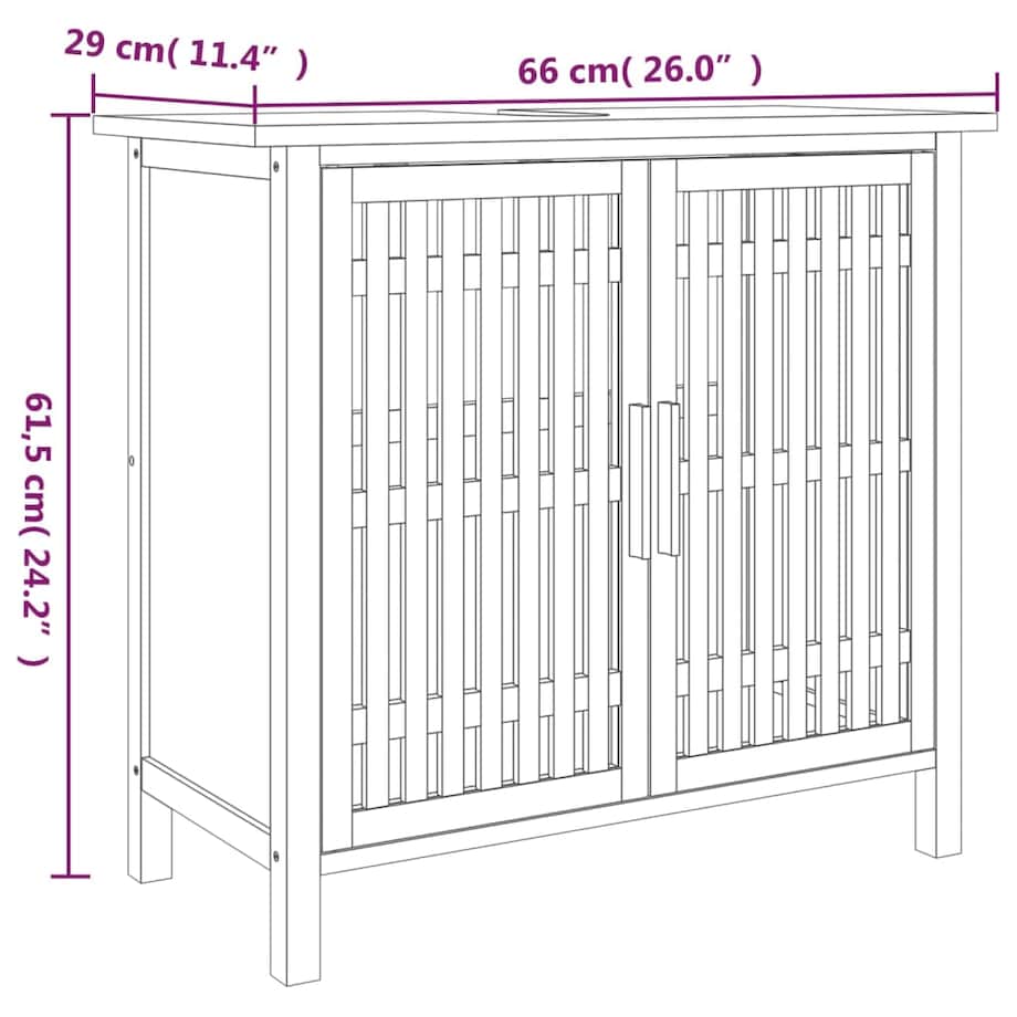 vidaXL Szafka pod umywalkę, 66x29x61,5 cm, drewno z orzecha włoskiego