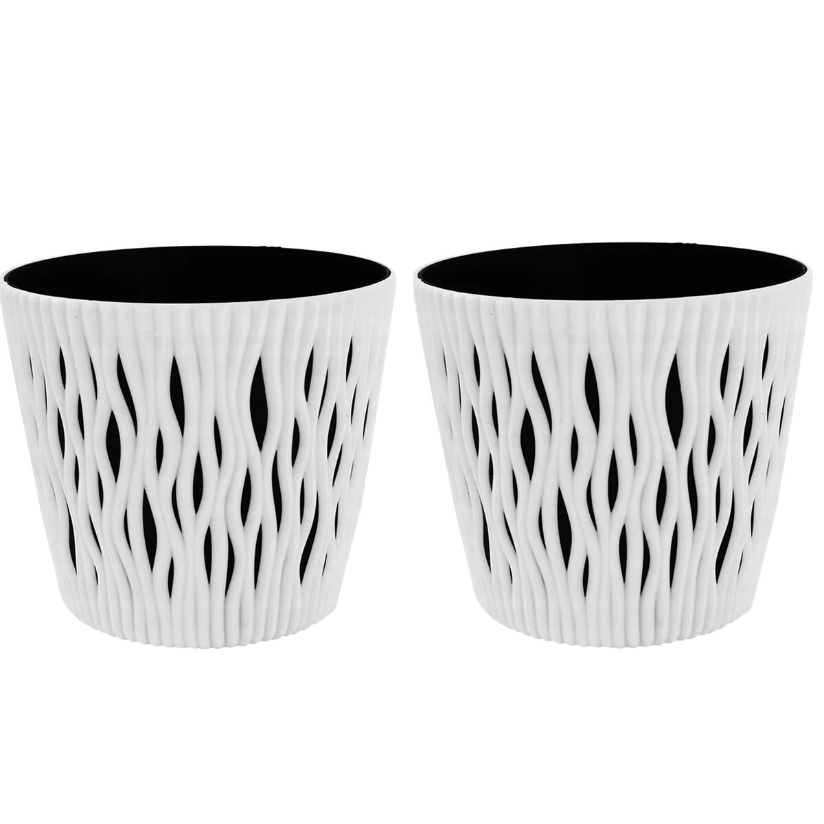 Doniczka Okrągła Osłonka Domowa Kwietnik Zestaw X2 Biała