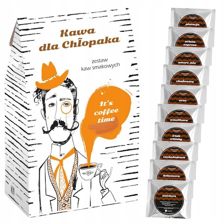 PREZENT UPOMINEK NA DZIEŃ CHŁOPAKA - ZESTAW MIX 10 KAW SMAKOWYCH PREMIUM - DLA FACETA MĘŻCZYZNY TATY BRATA KOLEGI WUJKA TEŚCIA