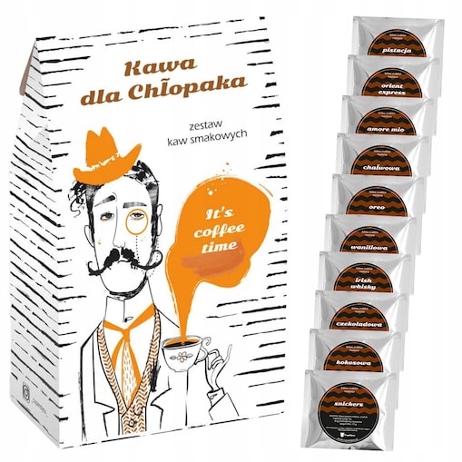 ZESTAW PREZENTOWY DLA CHŁOPAKA Z KAWAMI AROMATYZOWANYMI MIX SMAKÓW PREMIUM