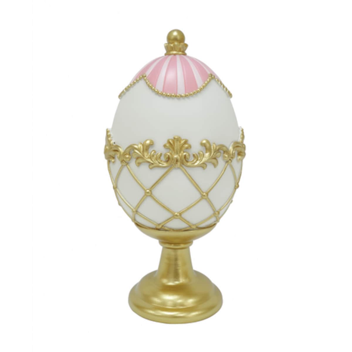 Dekoracja - jajko ceramiczne na postumencie 15,3x7,8x7,8 cm OVO biało-błękitne