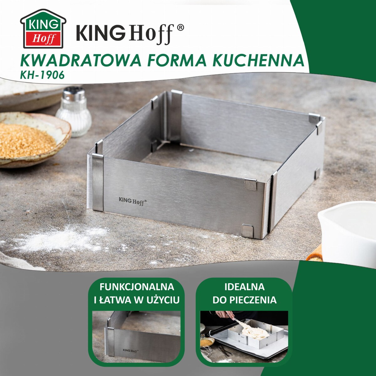 Regulowana forma do ciasta 28-15x5cm Tortownica Rant cukierniczy KINGHOFF