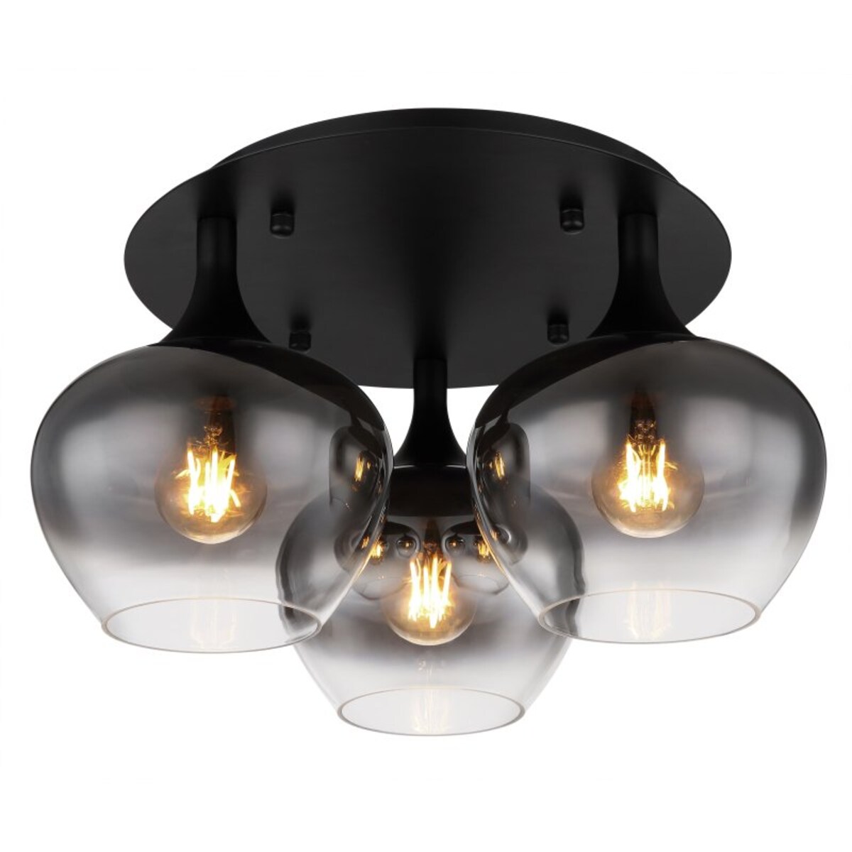 Lampa sufitowa Globo MAXY 15548-3D czarna mat dymione szkło 3xE27 45 cm nowoczesna