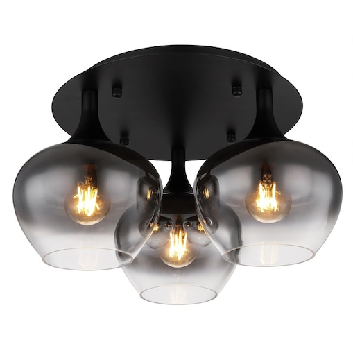 Lampa sufitowa Globo MAXY 15548-3D czarna mat dymione szkło 3xE27 45 cm nowoczesna