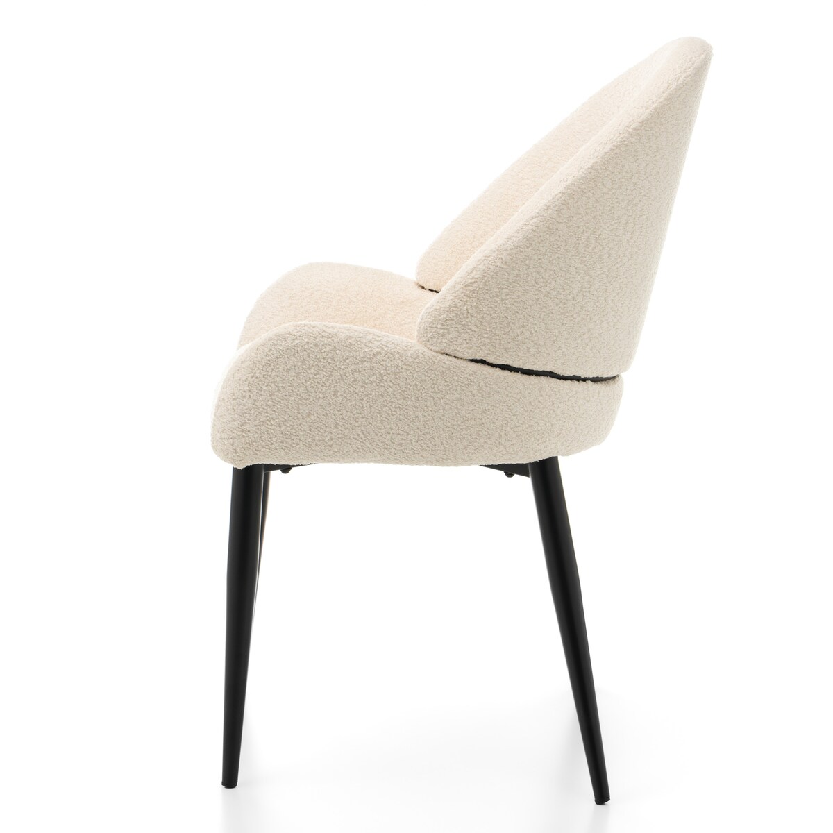 Krzesło tapicerowane boucle do salonu BERGAMO jasnobeżowe