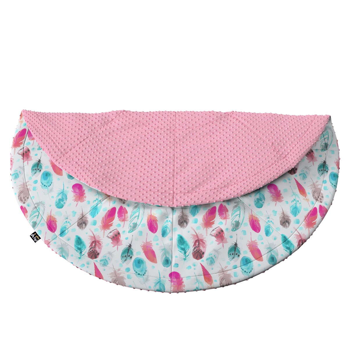 Mata okrągła, różowe i turkusowe piórka, 130cm, Magic Collection