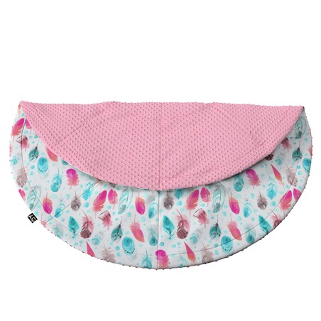 Mata okrągła, różowe i turkusowe piórka, 130cm, Magic Collection