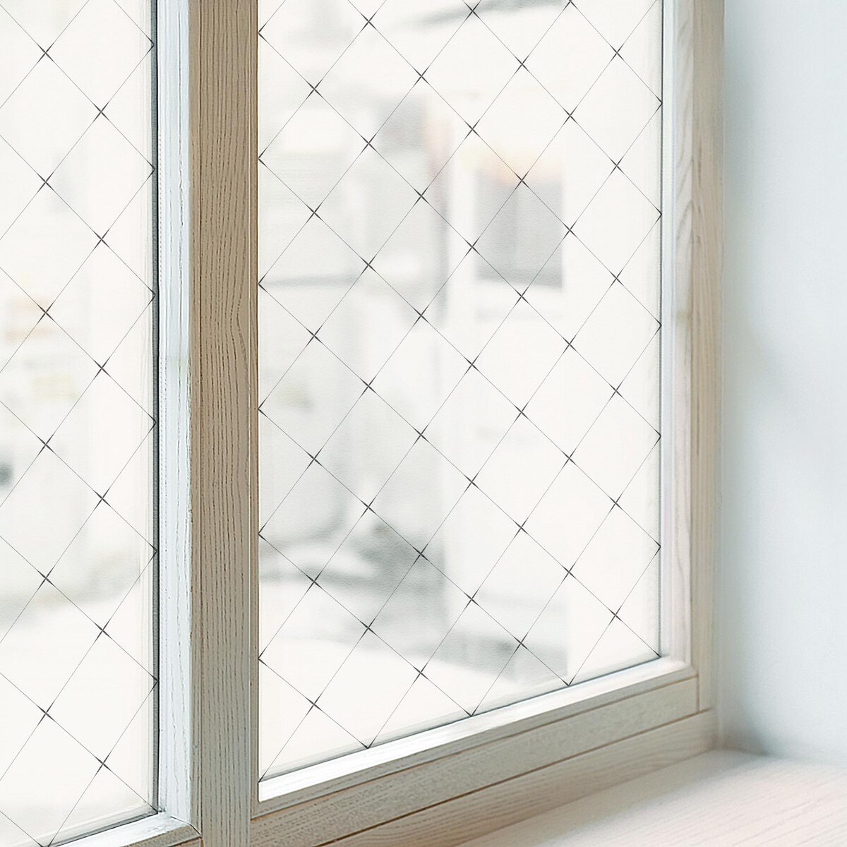 Okleina na okno dekoracyjna - Elegancki wzór rombowy - 50x116 cm