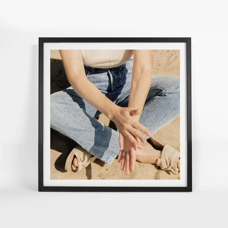 Ramka na zdjęcia 40x40 cm czarna rama MDF z plexi do powieszenia poziom pion klasyczna ramka kwadratowa