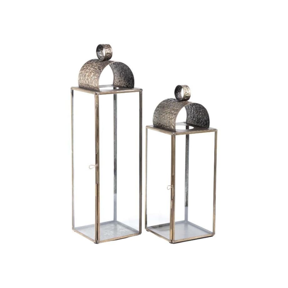 Lampion metalowy, postarzany 2 szt. Gold Line