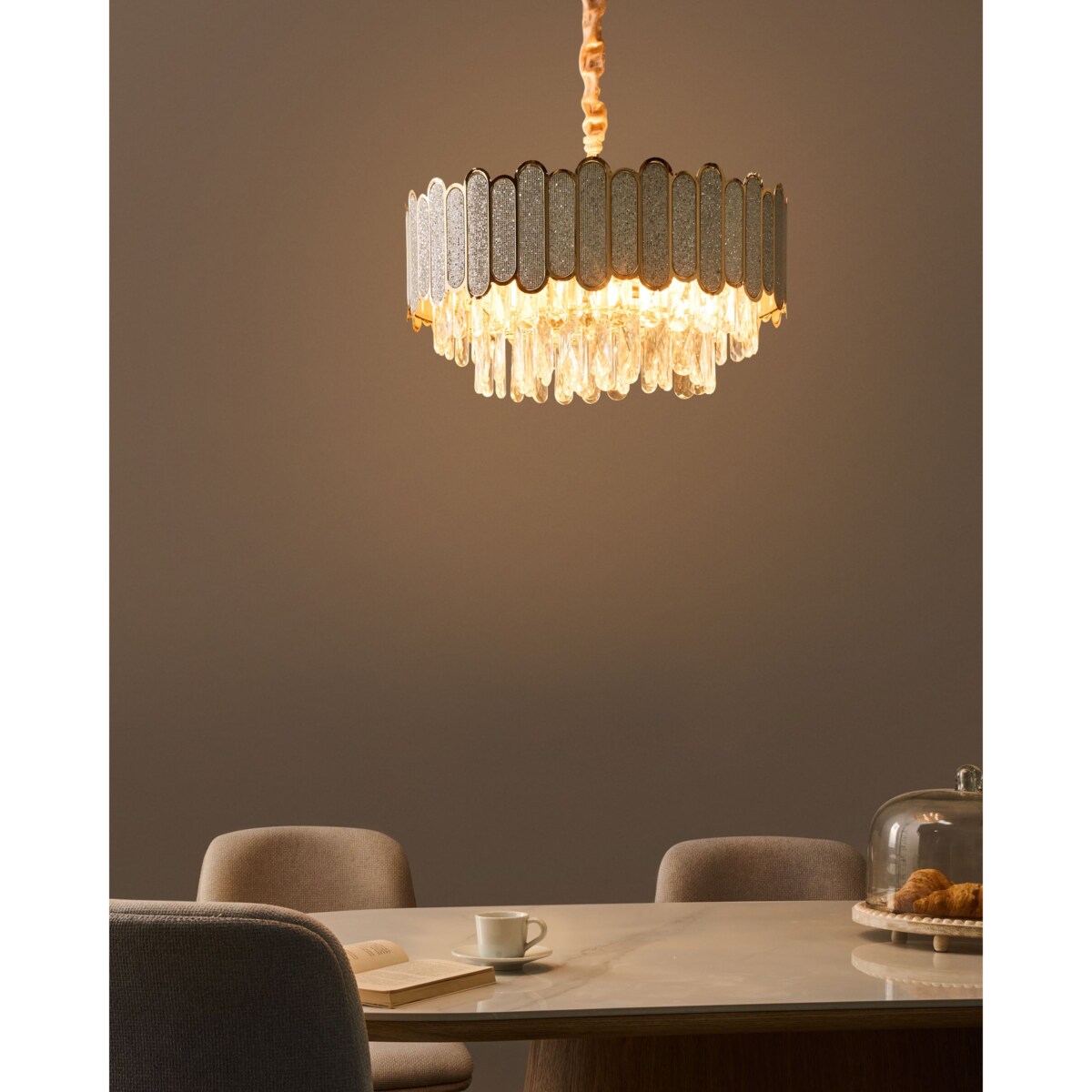 Żyrandol AGUARICO Szkło Mosiężny