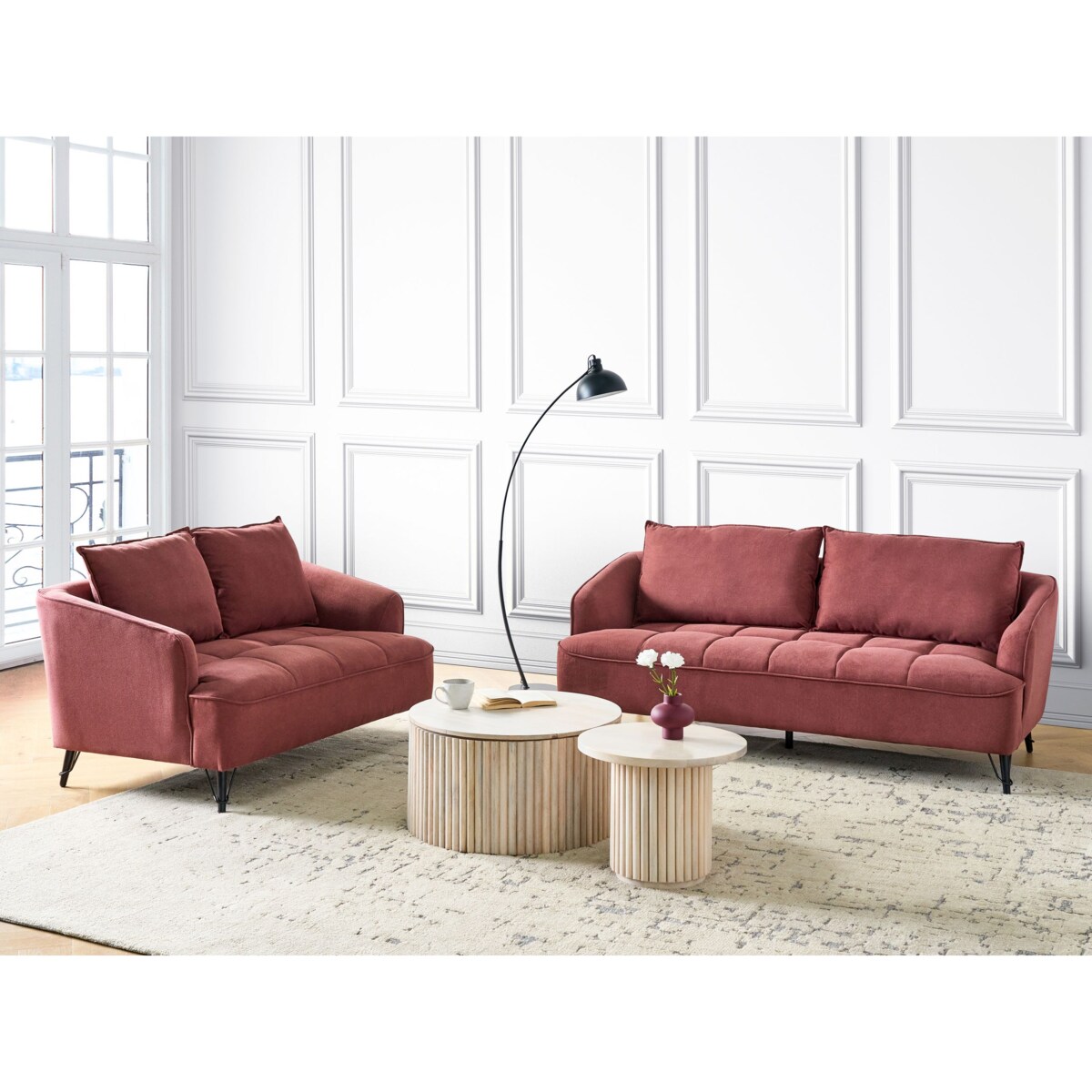 Sofa 2-osobowa burgundowa HOBRO