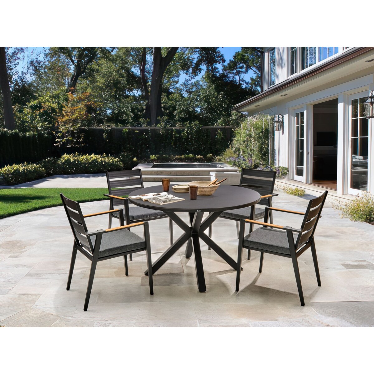 Zestaw ogrodowy dla 4 osób MALETTO/TAVIANO z poduszkami Metal Czarny