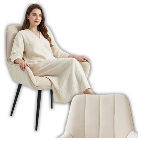 Fotel uszak tapicerowany welurowy wygodny z czarnymi nogami do salonu beżowy