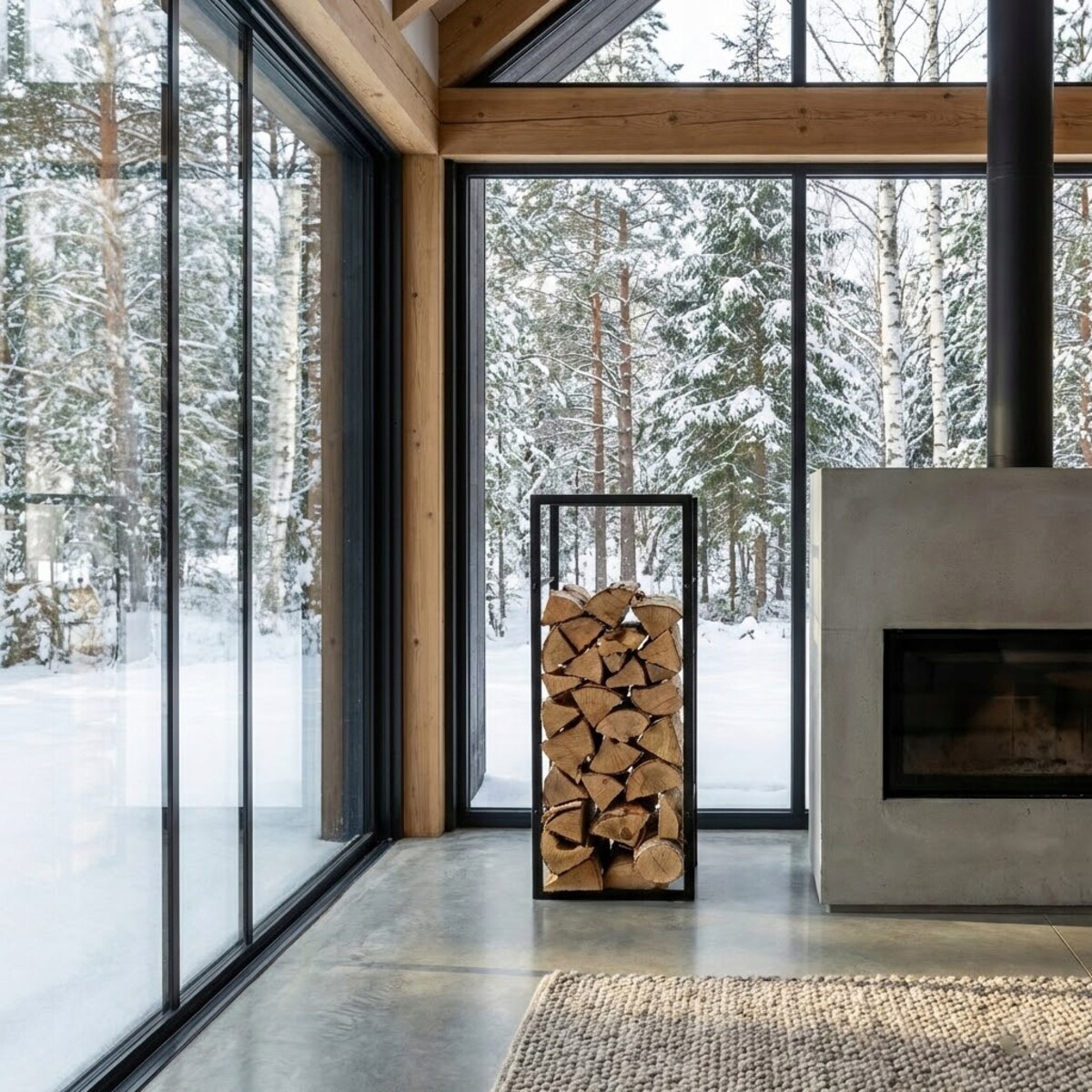 KOSZ STOJAK METALOWY NA DREWNO KOMINKOWE OPAŁOWE DUŻY WYSOKI PRZENOŚNY 80CM