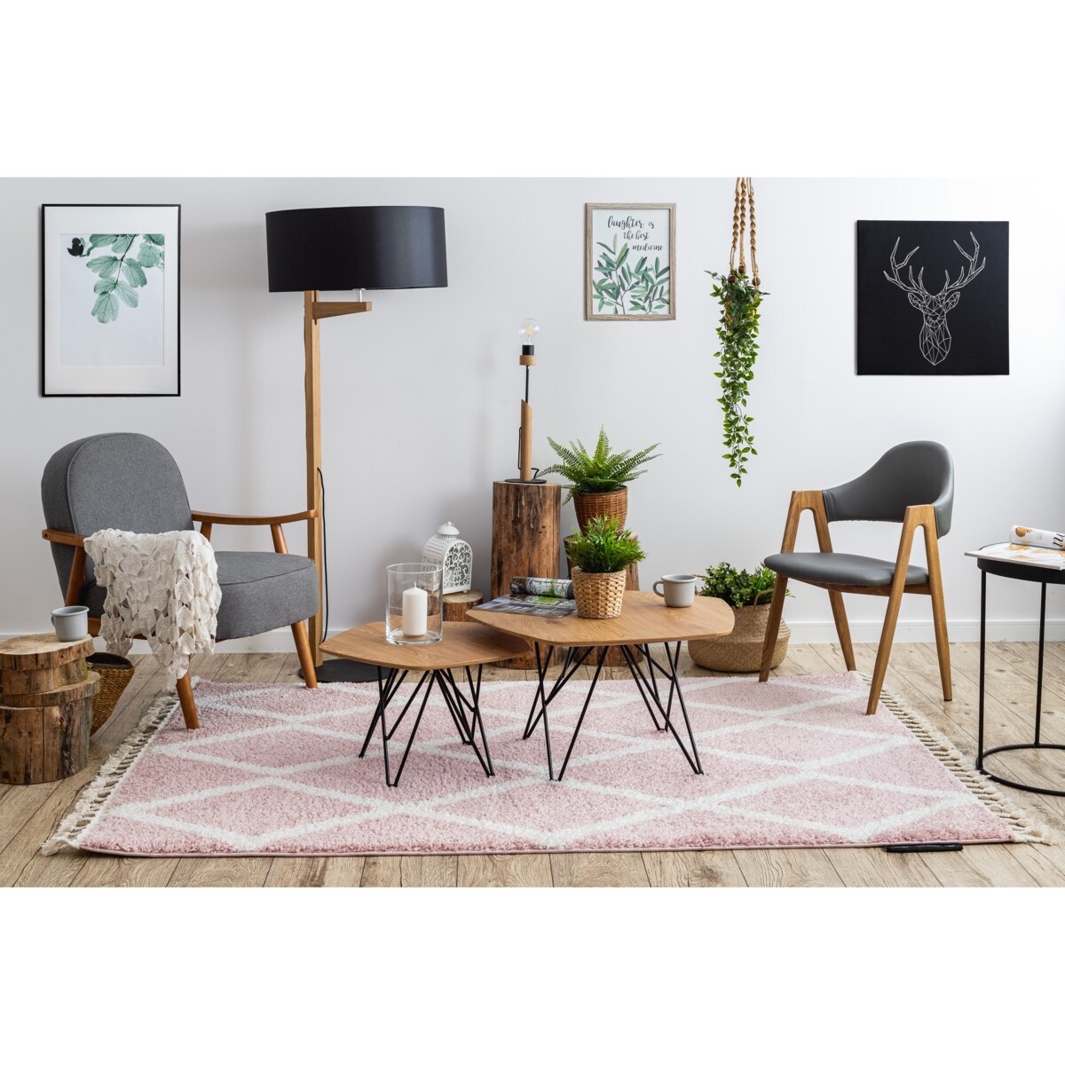 Dywan BERBER TROIK A0010 różowy / biały 200x290 cm