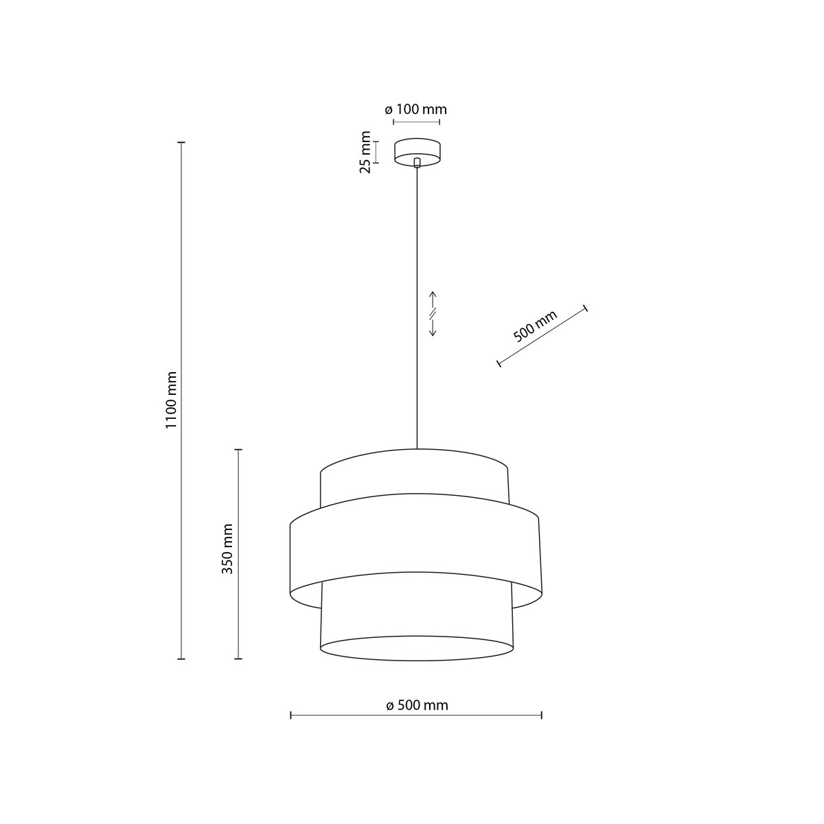 Lampa wisząca CALISTO BLACK 5099 TK Lighting czarna metalowa 3xE27 regulowana do salonu i jadalni