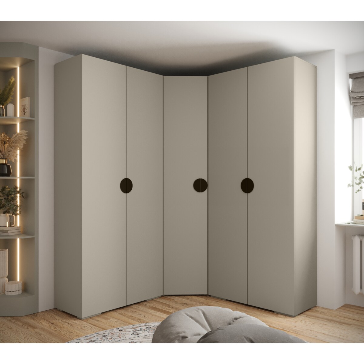 Garderoba wysoka do przedpokoju INOVA 4 Z5 kaszmir+czarny