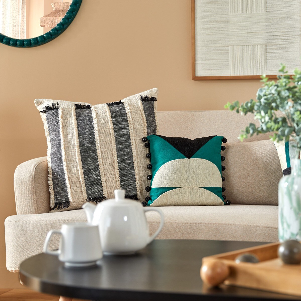 Poduszka dekoracyjna z frędzlami Malakite 50x50 cm