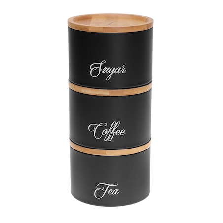 Zestaw pojemników kuchennych kawa herbata cukier czarny KLAUSBERG