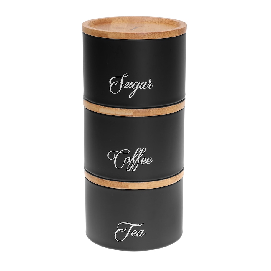 Zestaw pojemników kuchennych kawa herbata cukier czarny KLAUSBERG