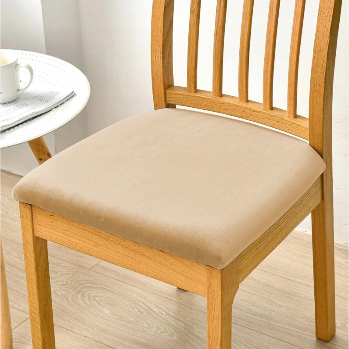 POKROWIEC NA SIEDZISKO 40x40cm BEŻOWY WELUR ELASTYCZNY [26L1]