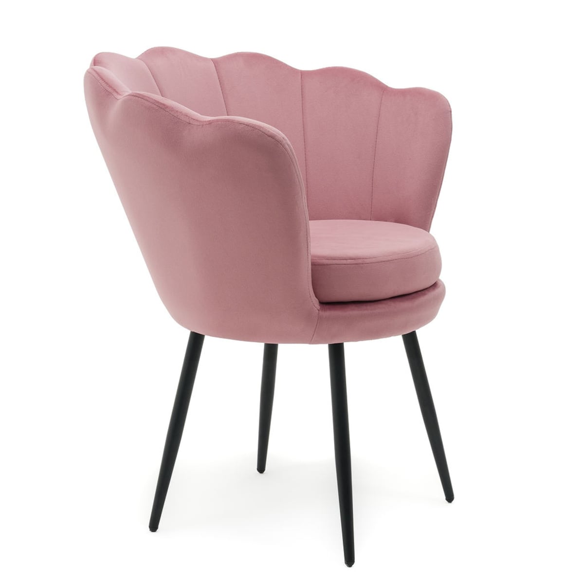 Krzesło tapicerowane różowe do salonu biura SHELL BLACK