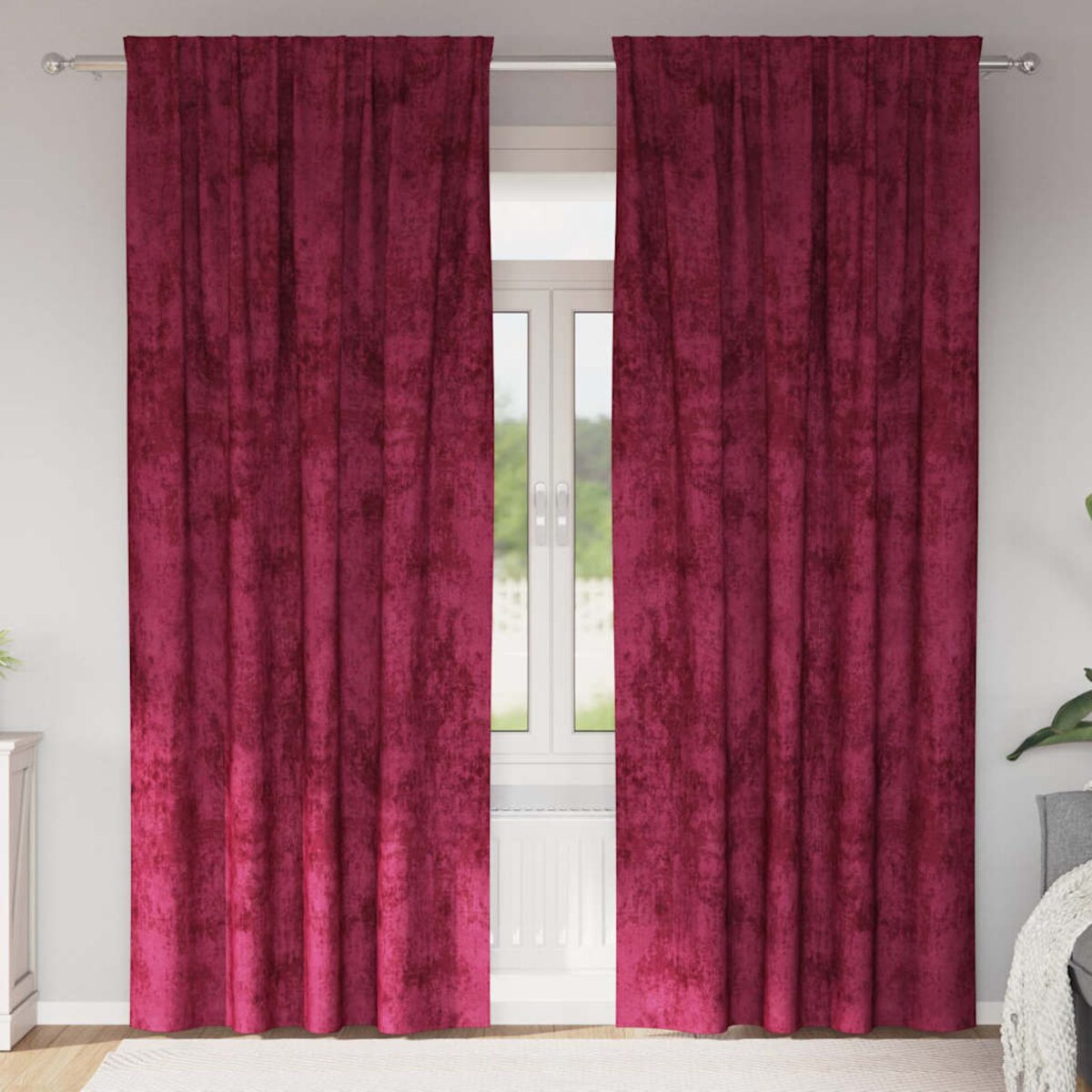 vidaXL Zasłona z zasłonami 2 pcs Czerwone wino 260 x 140 cm Aksamit