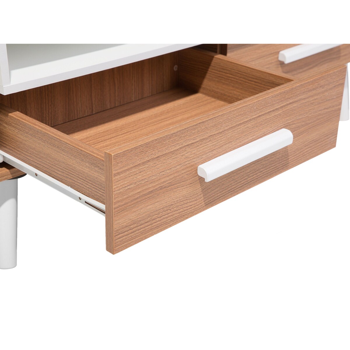 Stolik kawowy z szufladami ciemne drewno ALLOA