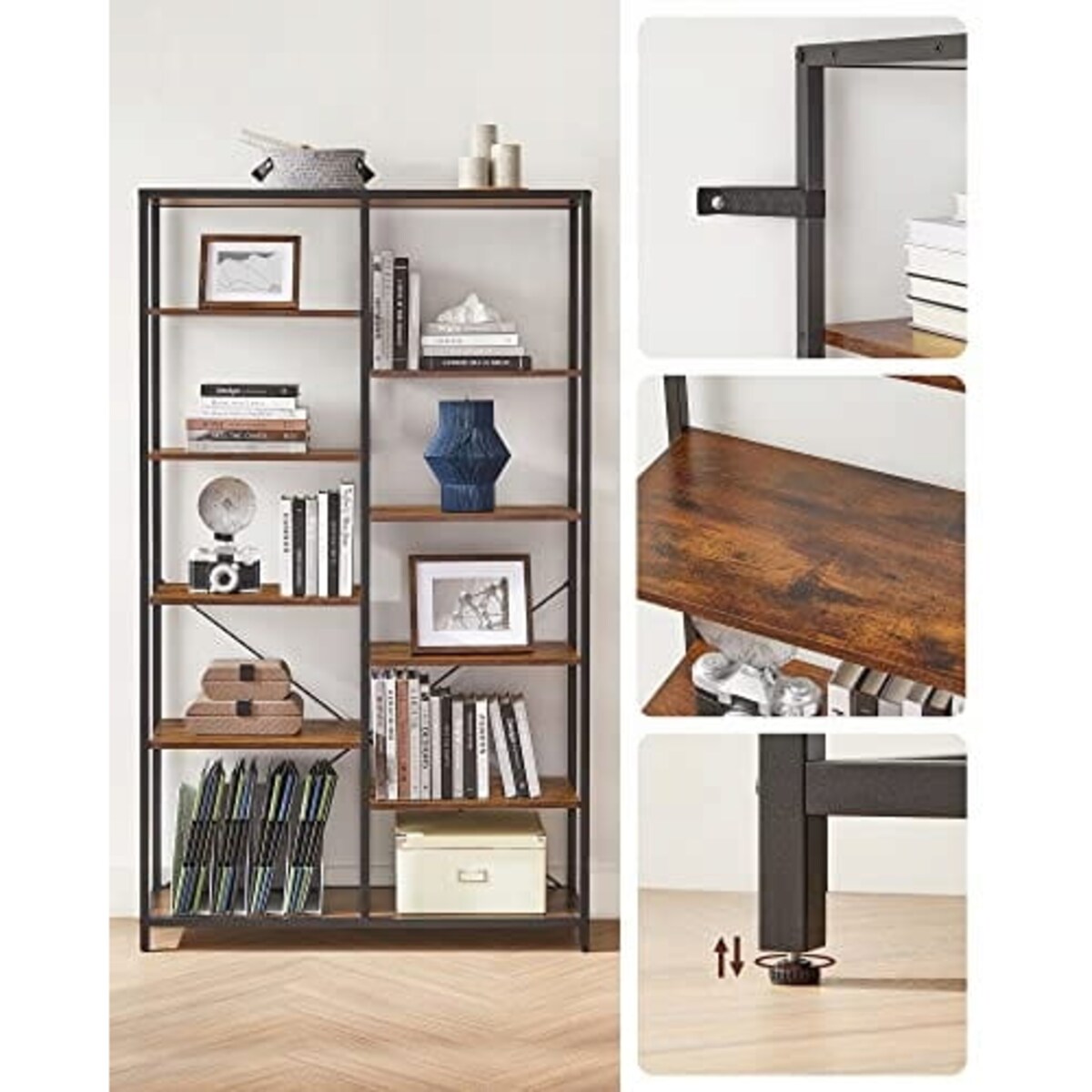 Regał 100X30X170 Cm Rustykalny Brąz, Czarny