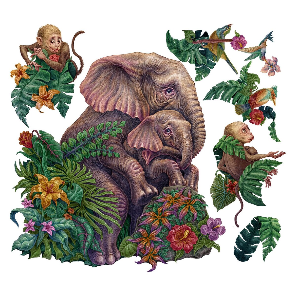 Zestaw naklejek na ścianę, Safari tropikalne, 100cm
