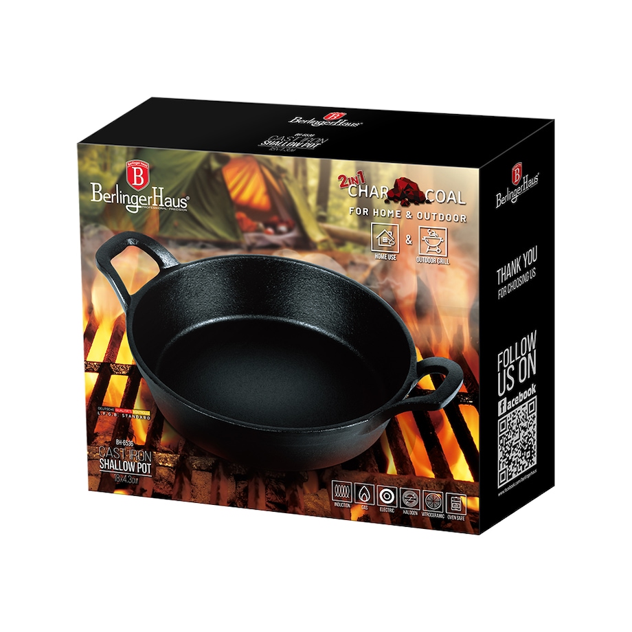 Płytki garnek bez pokrywki 18cm żeliwny BerlingerHaus BH-6536 Strong Mold Collection