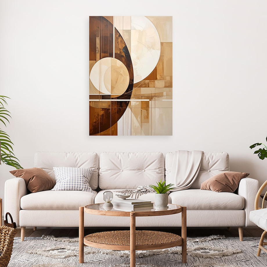 Obraz do salonu sypialni kuchni, Abstrakcyjne koła kształty w odcieniach beżu i brązu