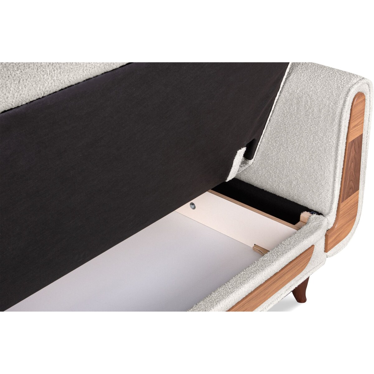 KONSIMO GUSTAVO Sofa trzyosobowa z białej tkaniny boucle