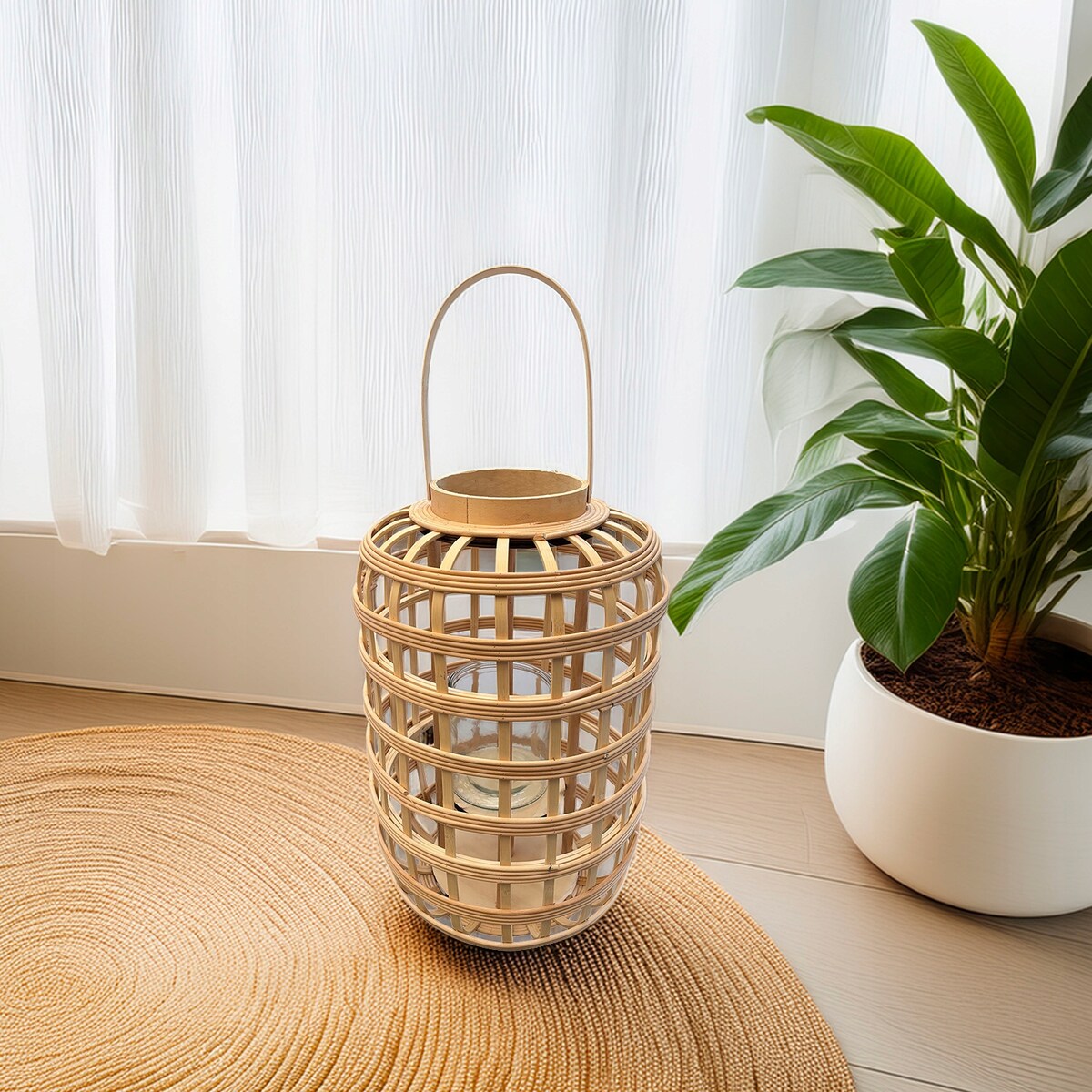 LAMPION LATARNIA DREWNIANA na balkon taras do domu salonu boho duża 46cm