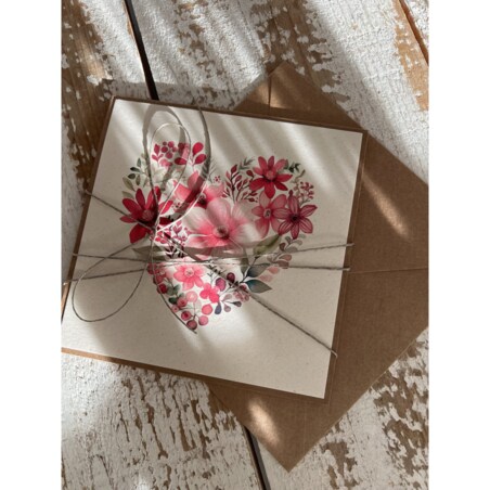 Wyjątkowa kartka ręcznie robiona na walentynki - walentynka z sercem piękne życzenia na walentynki dla niej